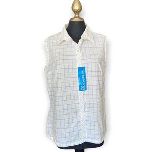 Miss Fashionality Vintage White Sleeveless Button Down Blouse Size 18 NWT